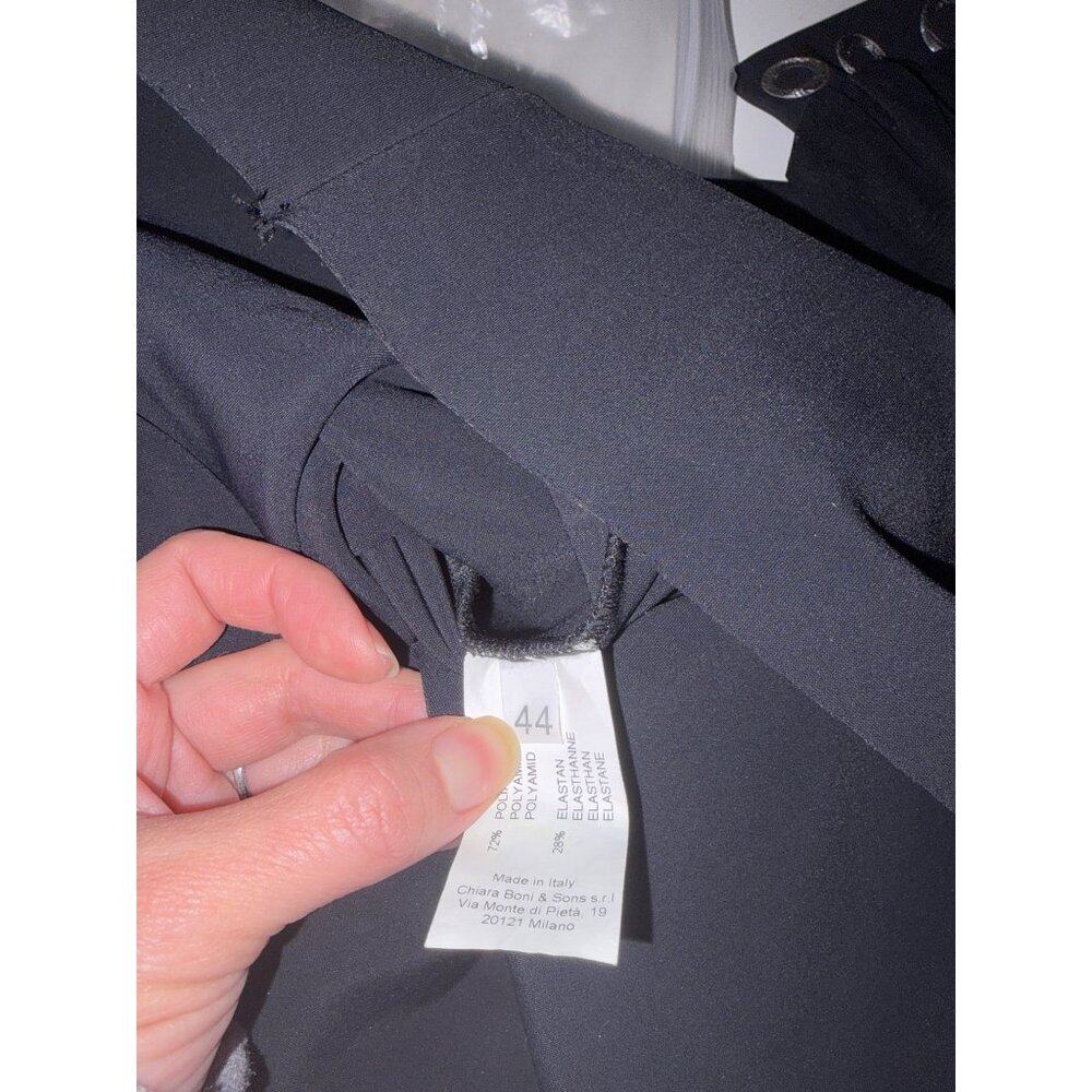 Chiara Boni La Petite Robe Galena Grommet Jersey Cocktail Dress Black Womens M - Picture 10 of 10